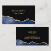 Marineblauw Zwart Goud Glitter Agate Event Planner Visitekaartje (Voorkant / Achterkant)