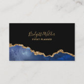 Marineblauw Zwart Goud Glitter Agate Event Planner Visitekaartje (Voorkant)