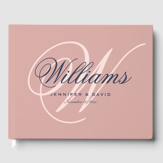  marineblauw zwart-witmonogram gastenboek (Voorkant)