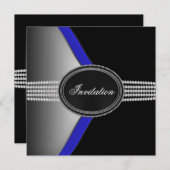 Marineblauw-zwarte diamanten "Black Tie" feest van Kaart (Voorkant / Achterkant)