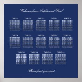 Marineblauwe 14 Tafel Trouw Stoelen Plattegrond Po Poster