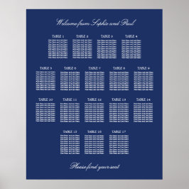 Marineblauwe 17 Tafel Trouw Stoelen Plattegrond Po Poster