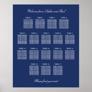 Marineblauwe 17 Tafel Trouw Stoelen Plattegrond Po Poster