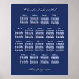 Marineblauwe 18 Tafel Trouw Stoelen Chart Poster