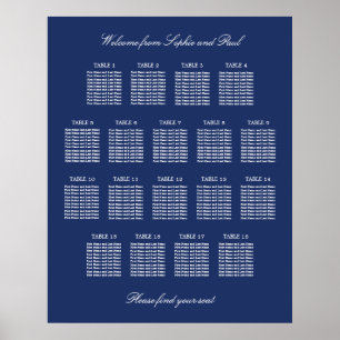 Marineblauwe 18 Tafel Trouw Stoelen Chart Poster