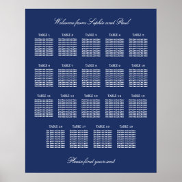 Marineblauwe 19 Tafel Trouw Zittijd Grafiek Poster