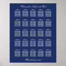Marineblauwe 25 Tafel Trouwstoelindeling Poster