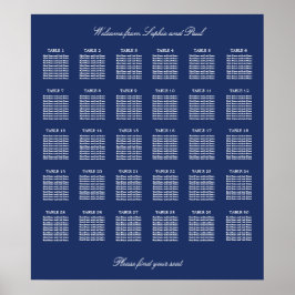 Marineblauwe 30 Tafel Trouw Stoelen Chart Poster