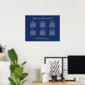 Marineblauwe 6 Tafel Trouw Stoelen Chart Poster (Thuiskantoor)