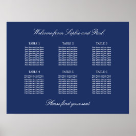 Marineblauwe 6 Tafel Trouw Stoelen Chart Poster