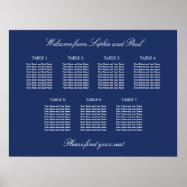 Marineblauwe 7 Tafel Trouw Stoelen Plattegrond Pos Poster