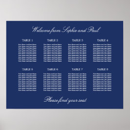 Marineblauwe 8 Tafel Trouw Stoelen Plattegrond Pos Poster
