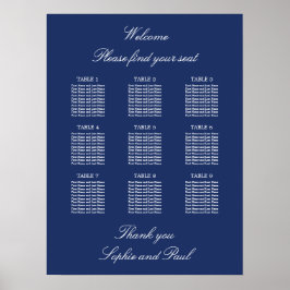 Marineblauwe 9 Tafel Trouw Stoelen Plattegrond Pos Poster