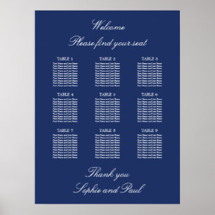 Marineblauwe 9 Tafel Trouw Stoelen Plattegrond Pos Poster