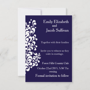 Marineblauwe achtergrond met Swirl Modern Elegant Save The Date