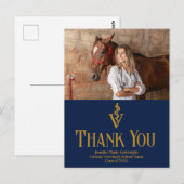 Marineblauwe afstudeerdank je voor de veterinaire  briefkaart (Voorkant / Achterkant)