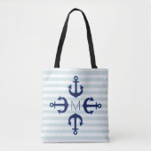 marineblauwe ankers op zee tote bag (Voorkant)