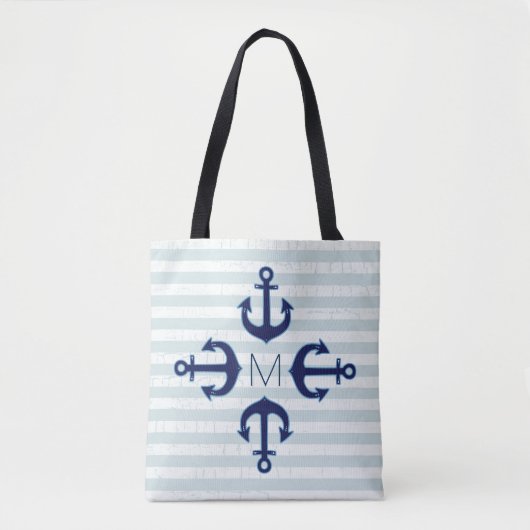 marineblauwe ankers op zee tote bag (Voorkant)