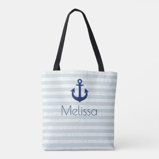 marineblauwe ankers op zee tote bag (Achterkant)