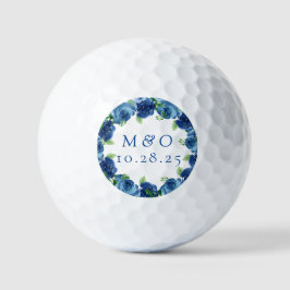 Marineblauwe Aquarel Bloemige Trouwcadeaus Golfbal Golfballen