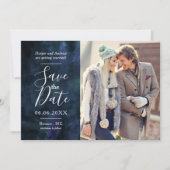 Marineblauwe Aquarel Fotocollage "Save the Date" Save The Date (Voorkant)