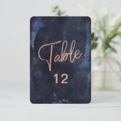 Marineblauwe Aquarel Roze Gouden Tafel Nummer Graf Kaart (Staand voorkant)