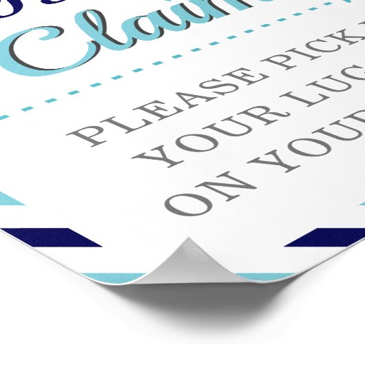 Marineblauwe bagageclaim reisvliegtuig favoriet ta poster (Hoek)