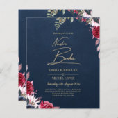 Marineblauwe Bes Bloemig Bourgondiërood Winter Her (Voorkant / Achterkant)