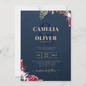 Marineblauwe Bes Bloemig Bourgondiërood Winter Her Kaart (Voorkant)