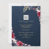 Marineblauwe Bes Bloemig Bourgondiërood Winter Her Kaart (Achterkant)