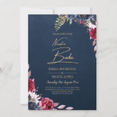 Marineblauwe Bes Bloemig Bruinrood Winter Herfst Kaart (Voorkant)