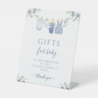 Marineblauwe Bessie Zoete Cadeaus voor Baby Borrel Reclamebord Met Voetstuk