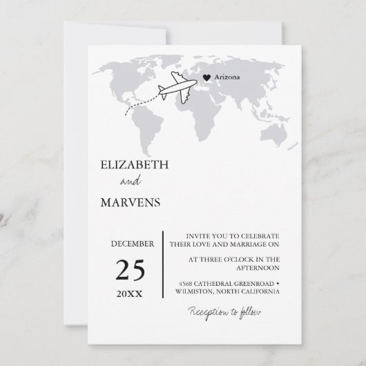 Marineblauwe Bestemming Reizen Alles In Een Bruilo Kaart (Voorkant)