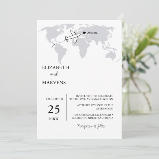 Marineblauwe Bestemming Reizen Alles In Een Bruilo Kaart (Staand voorkant)