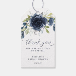Marineblauwe bloem botanische huwelijksfeest favor cadeaulabel