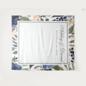 Marineblauwe bloem waterverf fotocabine achtergron wandkleed (Voorkant (horizontaal))