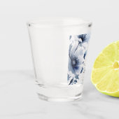 Marineblauwe Bloemachtige Bruidsdouche Shot Glas (Links)