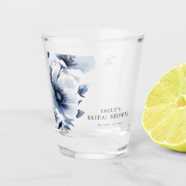 Marineblauwe Bloemachtige Bruidsdouche Shot Glas