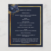 Marineblauwe bloemblaadjes gouden foto begrafenisp (Achterkant)