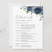 Marineblauwe bloemen, groen, huwelijkstijdlijn (Voorkant)