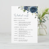 Marineblauwe bloemen, groen, huwelijkstijdlijn (Staand voorkant)