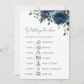 Marineblauwe bloemen, groen, huwelijkstijdlijn (Achterkant)