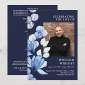 Marineblauwe Bloemende Herdenkingsdienst Orde van Programmakaart (Voorkant / Achterkant)