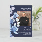 Marineblauwe Bloemende Herdenkingsdienst Orde van Programmakaart (Staand voorkant)