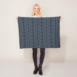 Marineblauwe bloemendruk fleece deken