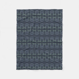 Marineblauwe bloemendruk fleece deken