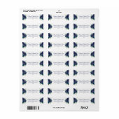 Marineblauwe Bloemengoud Glitter Retouradres Etiket (Full Sheet)