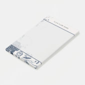 Marineblauwe bloemenschildering met naam post-it® notes (Schuin)
