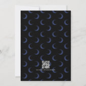 Marineblauwe bloemgotische trouw-QR-code Kaart (Achterkant)