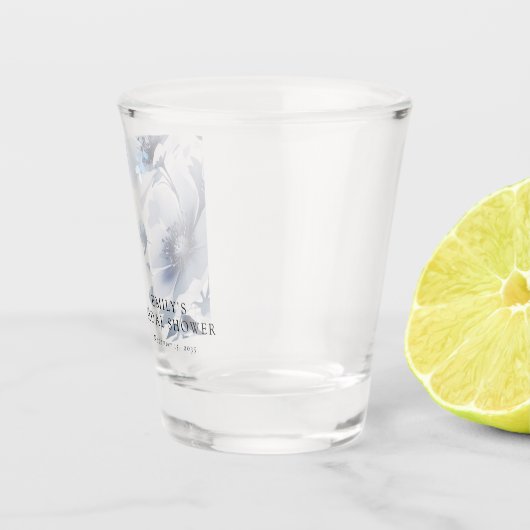 Marineblauwe Bloemige Bruidsdouche Shot Glas (Rechts)